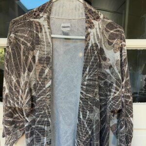 Chico's Brown & Cream Light Weight Cardigan 2 Bling